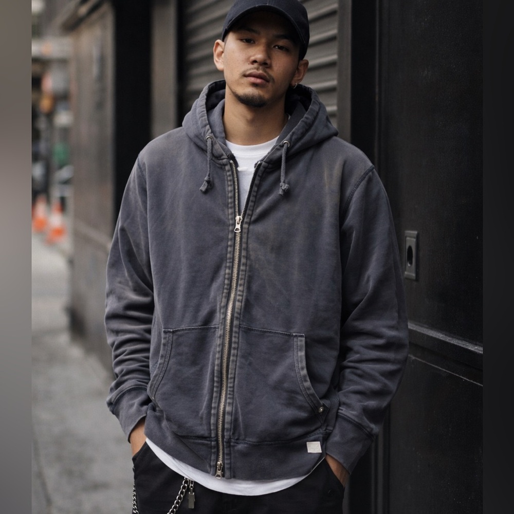 Reigning Champ Charcoal Gray Zip-Up Hoodie